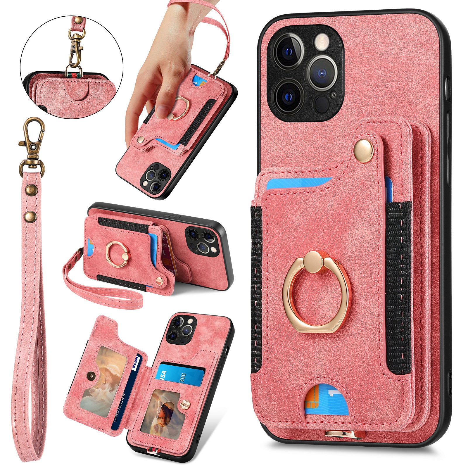 RFID Blocking Phone Case for iPhone 12 Pro Max Kickstand Card Holder PU Leather PC TPU Cover RFID Blocking Phone Case for iPhone 12 Pro Max Kickstand Card Holder PU Leather PC TPU Cover